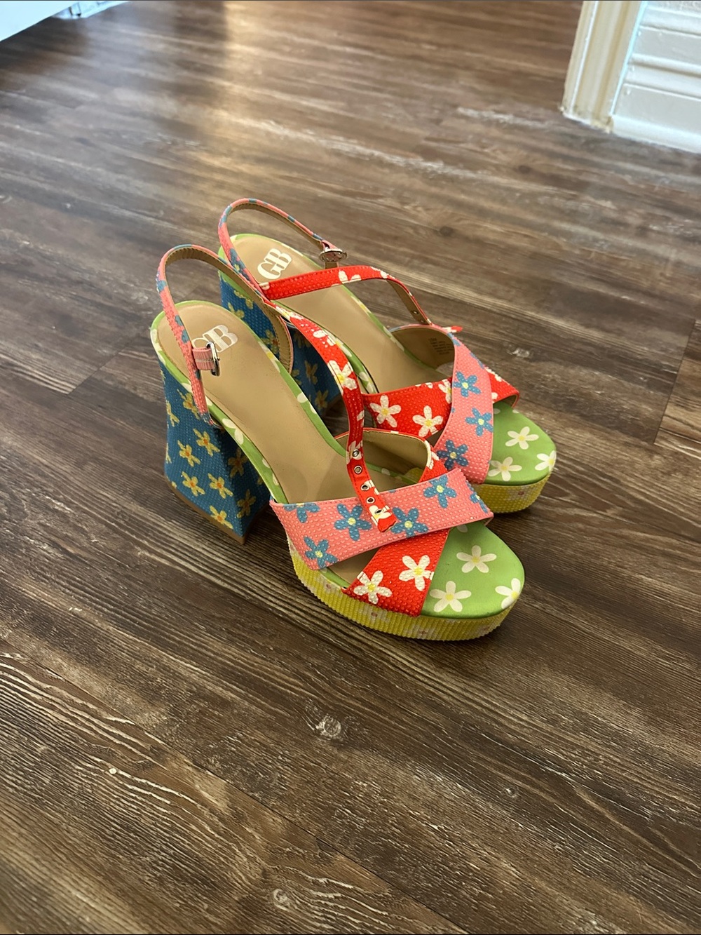 Gianni Bini Multicolor Floral Platform Slingbacks